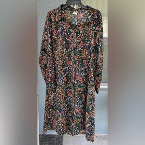 JDY Piper Floral Cottagecore Modest Pockets Buttons Shirt Dress Size 42/Size 10